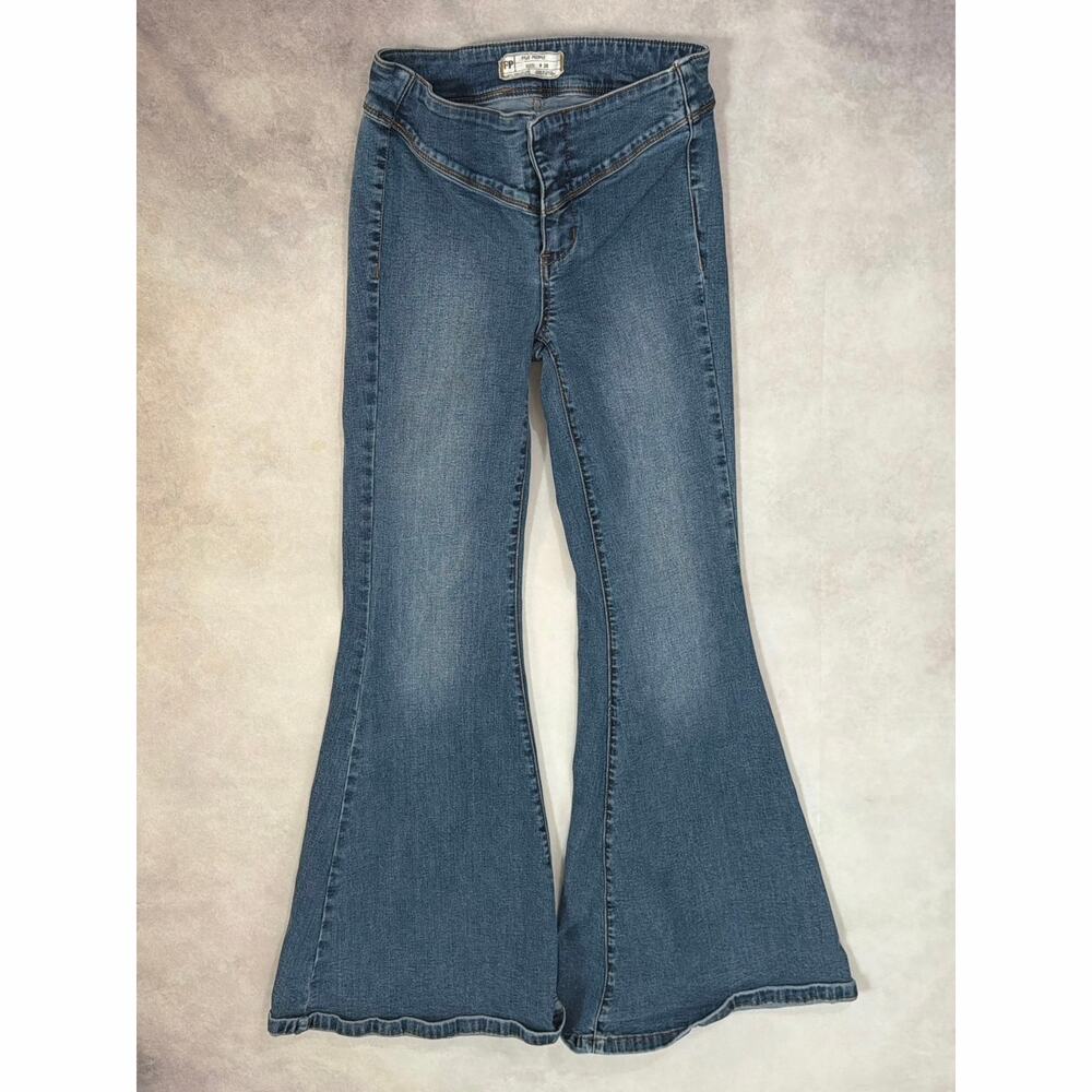 Free People Just Float On Flare Jeans Size 26 Medium Wash Wide Leg Boho